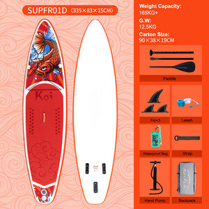 Inflatable Surfing Paddle Board 11' - Sup Koi Orange