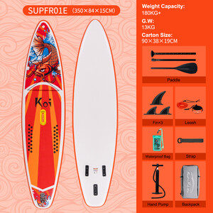 Inflatable Surfing Paddle Board 11'6" - Sup Koi Orange