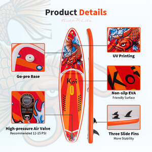 Inflatable Surfing Paddle Board 11'6" - Sup Koi Orange