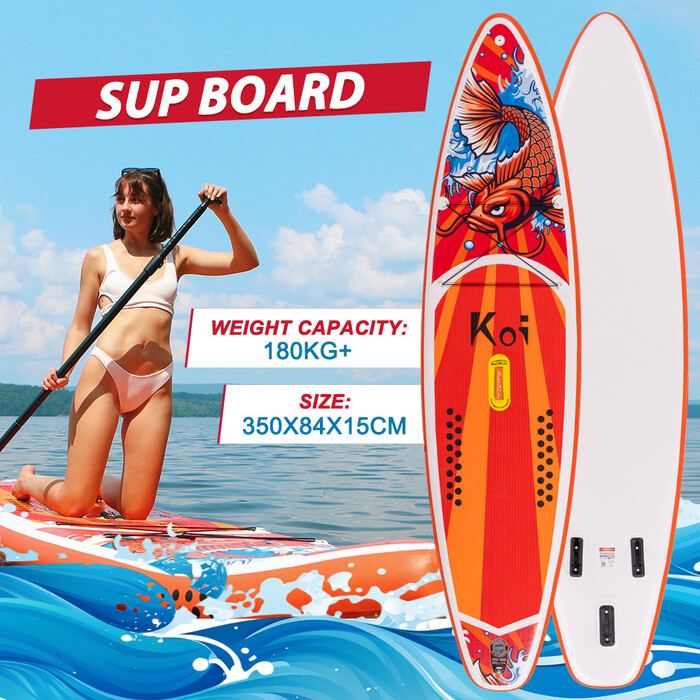 Inflatable Surfing Paddle Board 11'6" - Sup Koi Orange