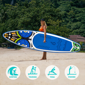 Inflatable Surfing Paddle Board 11' - Monkey Blue