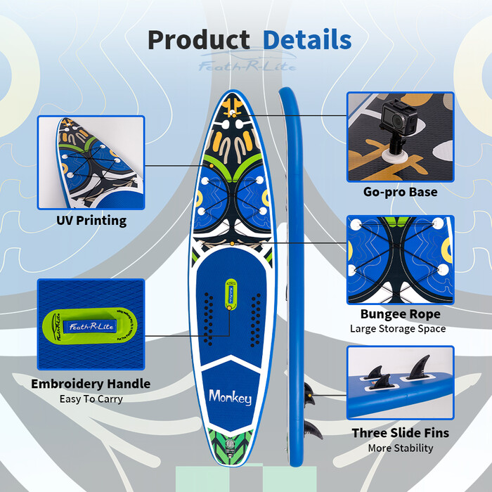 Inflatable Surfing Paddle Board 11'6" - Monkey Blue