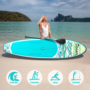 Inflatable Surfing Paddle Board 11' - Ocean Sky Blue