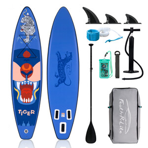 Inflatable Surfing Paddle Board 11' - Tiger Blue