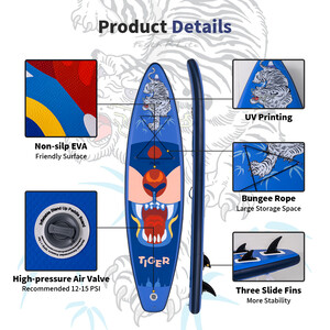 Inflatable Surfing Paddle Board 11' - Tiger Blue