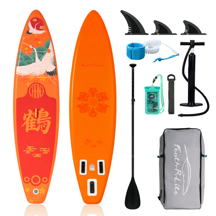 Inflatable Surfing Paddle Board 11' - Orange Crane