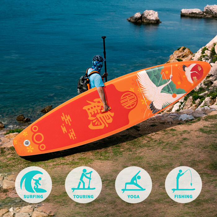 Inflatable Surfing Paddle Board 11' - Orange Crane