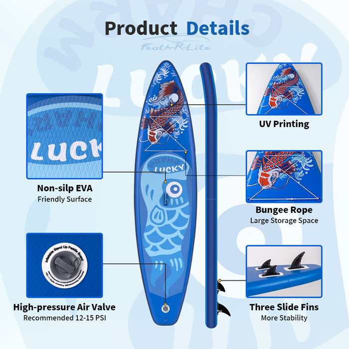 Inflatable Surfing Paddle Board 11' - Lucky Blue