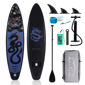 Inflatable Surfing Paddle Board 11' - Black Dragon