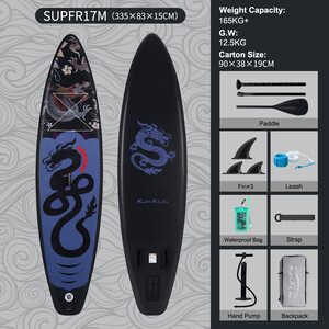 Inflatable Surfing Paddle Board 11' - Black Dragon