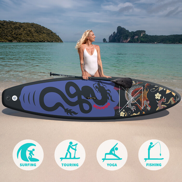 Inflatable Surfing Paddle Board 11' - Black Dragon