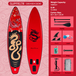 Inflatable Surfing Paddle Board 11' - Red Dragon